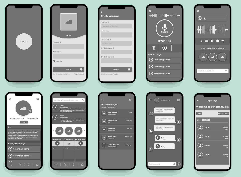Website Wireframes for Mobile App Development